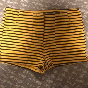 Yellow and black striped high waisted shorts